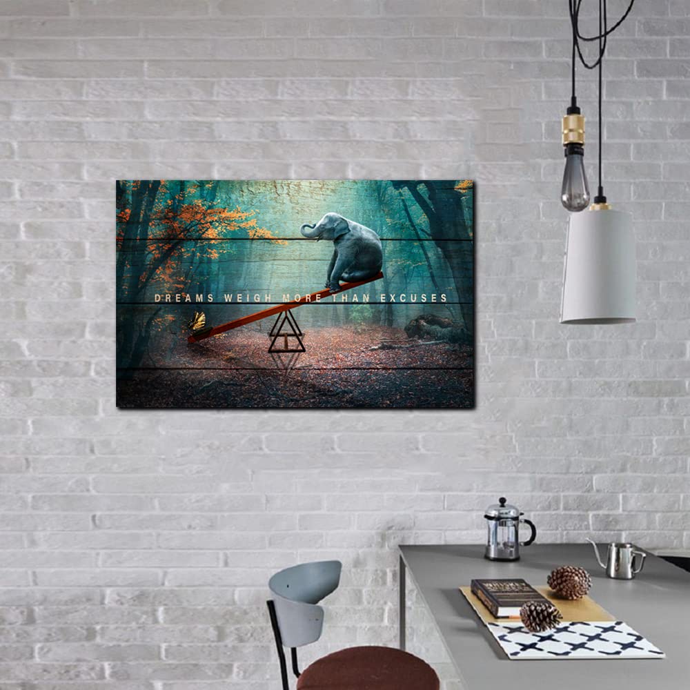 Dreams Weigh More Than Excuses Motivational Wall Art - Inspirational Canvas Print & Poster for Home Gym, Office Decor - Uplifting Quote Painting for Workout Spaces & Professional Environments