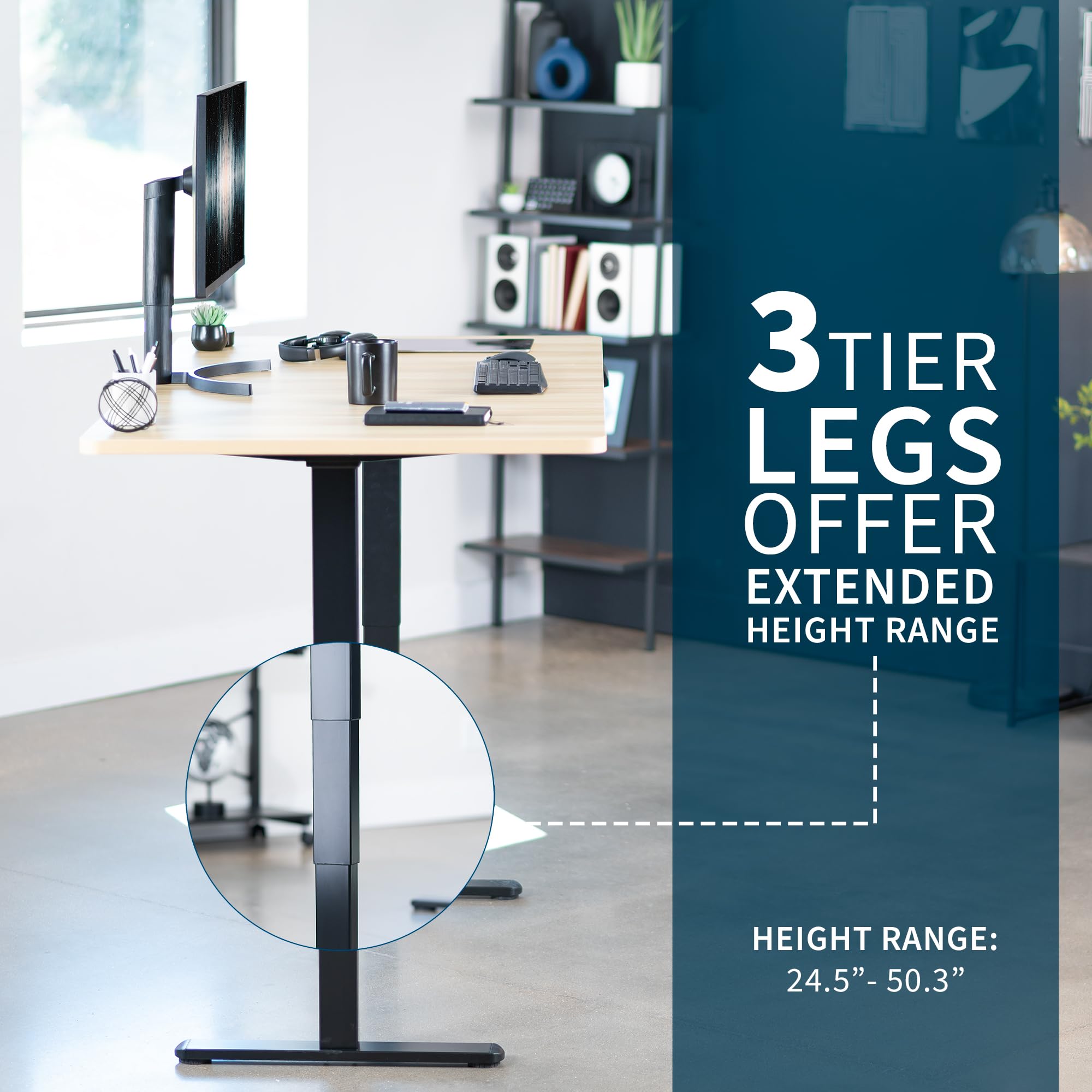 VIVO Electric 71 x 36 Inch Adjustable Height Standing Desk with Dual Motor & Memory Controller, Light Wood Top & Black Frame (DESK-KIT-2B7C-36) - Perfect for Home Office, Gaming Setup, and Workspace Ergonomics