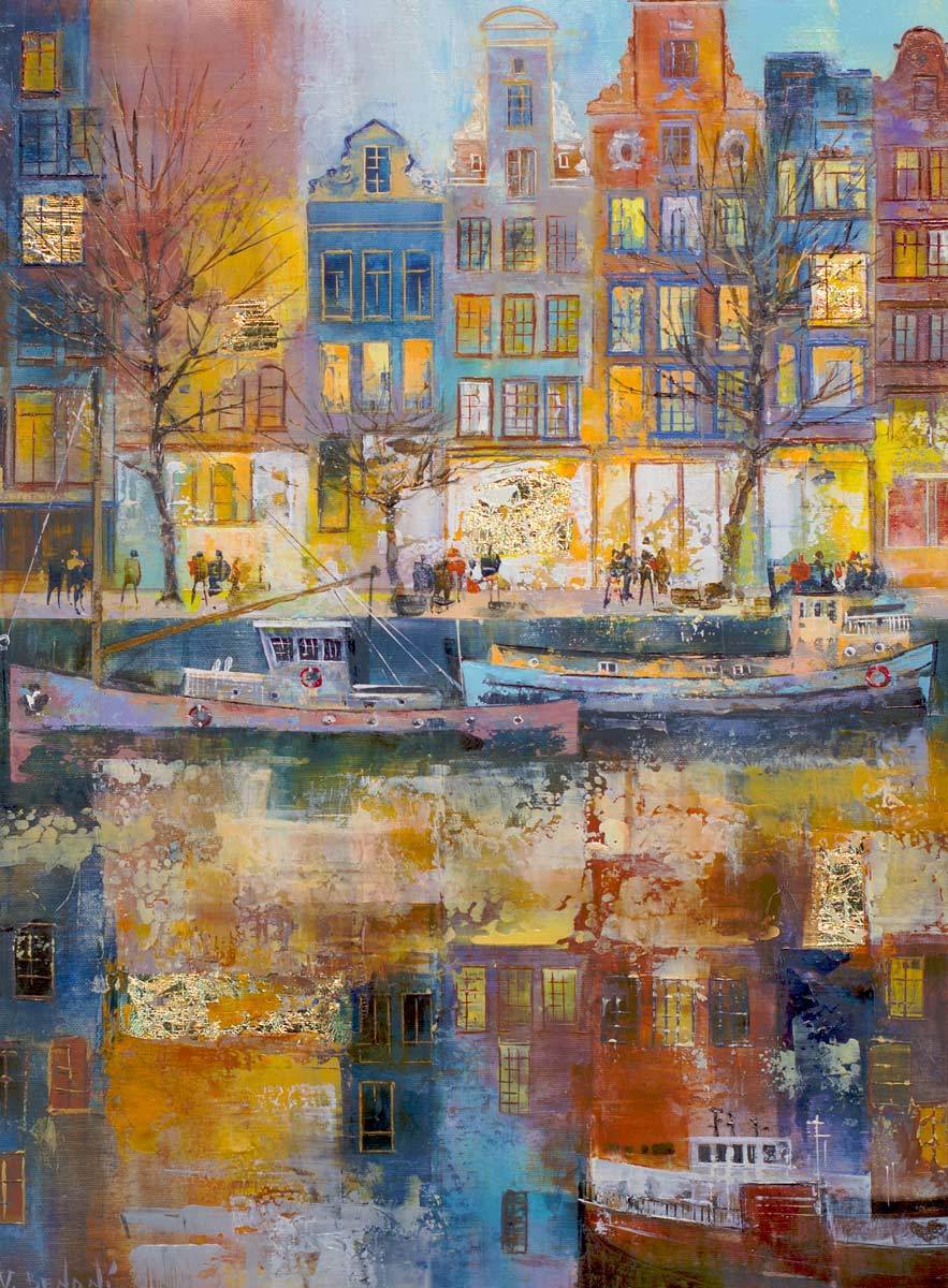 Original Along The Canal Painting - Handmade Wall Art for Living Room, Bedroom & Office Decor