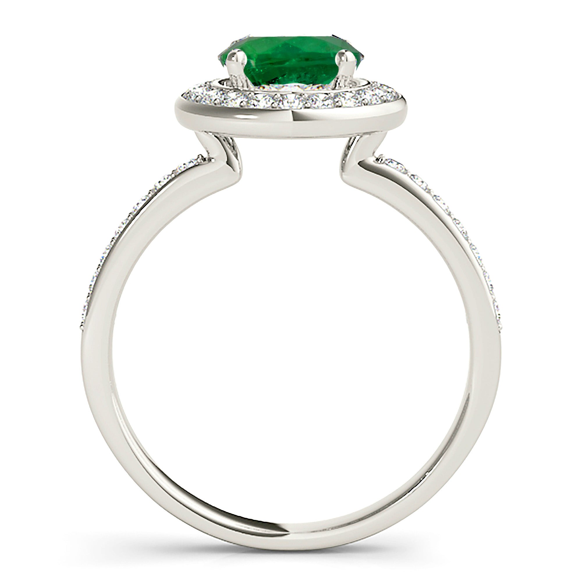 1.70 Carat Genuine Emerald Halo Ring with Invisible Gallery Setting - Elegant Engagement, Wedding, or Anniversary Jewelry Gift for Women