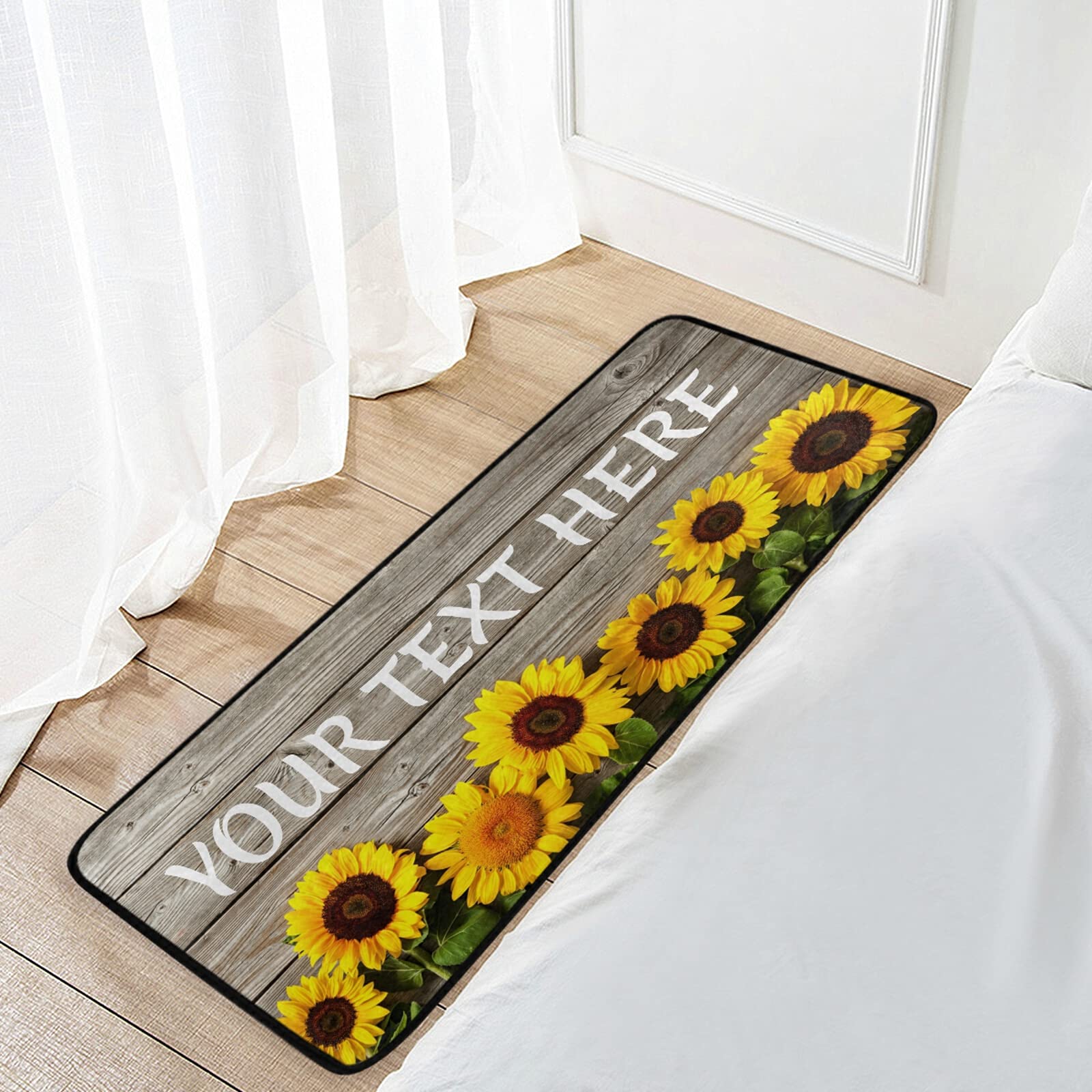 Custom Sunflower Kitchen Rug - Washable Anti-Fatigue Floor Mat for Comfort & Decor | Non-Slip Kitchen Mats for Sink, Stove & High-Traffic Areas