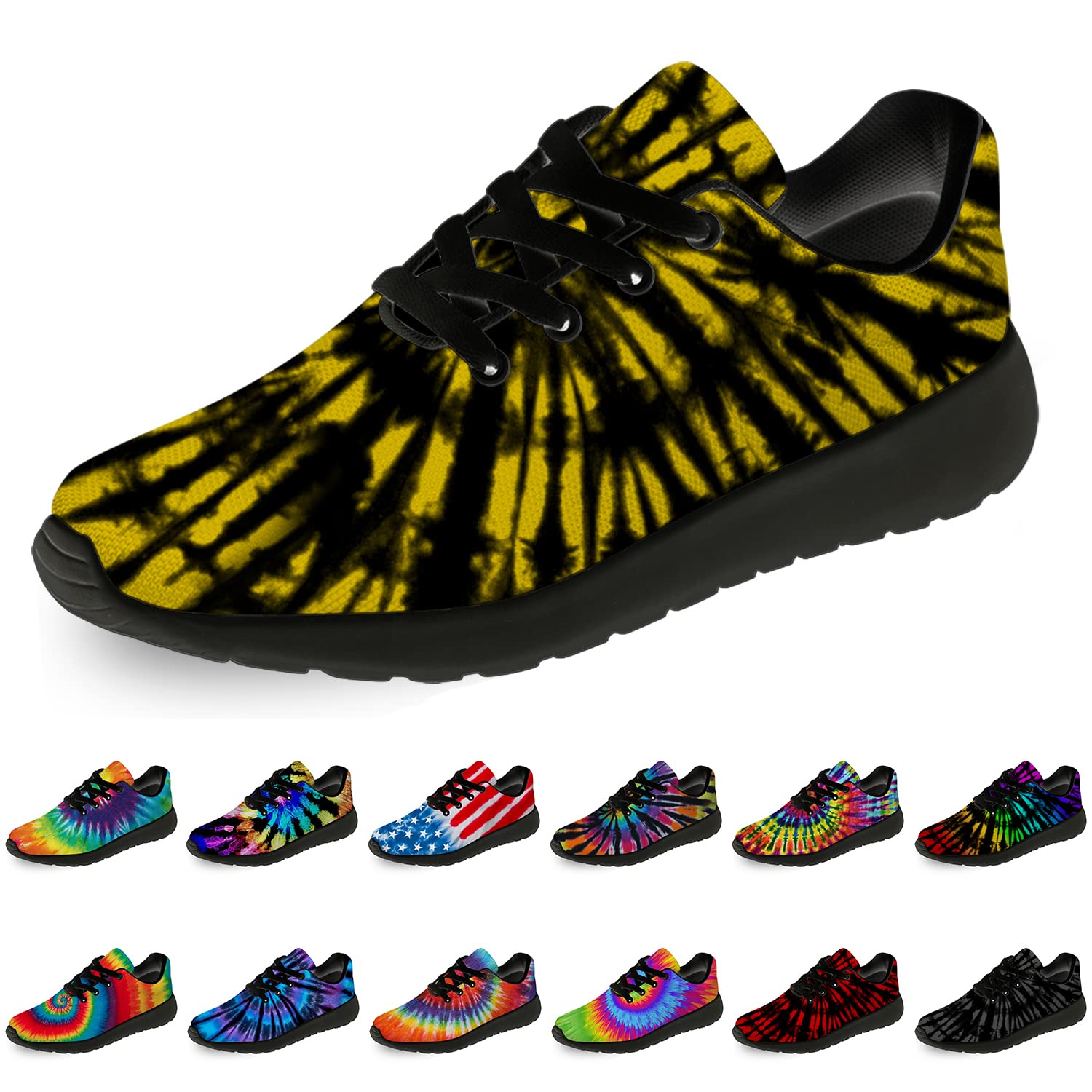 horethy Tie Dye Running Shoes for Women & Men - Comfortable Walking Tennis Sneakers for Jogging & Sports | Perfect Gift for Athletes | Ideal for Gym, Workouts & Casual Wear