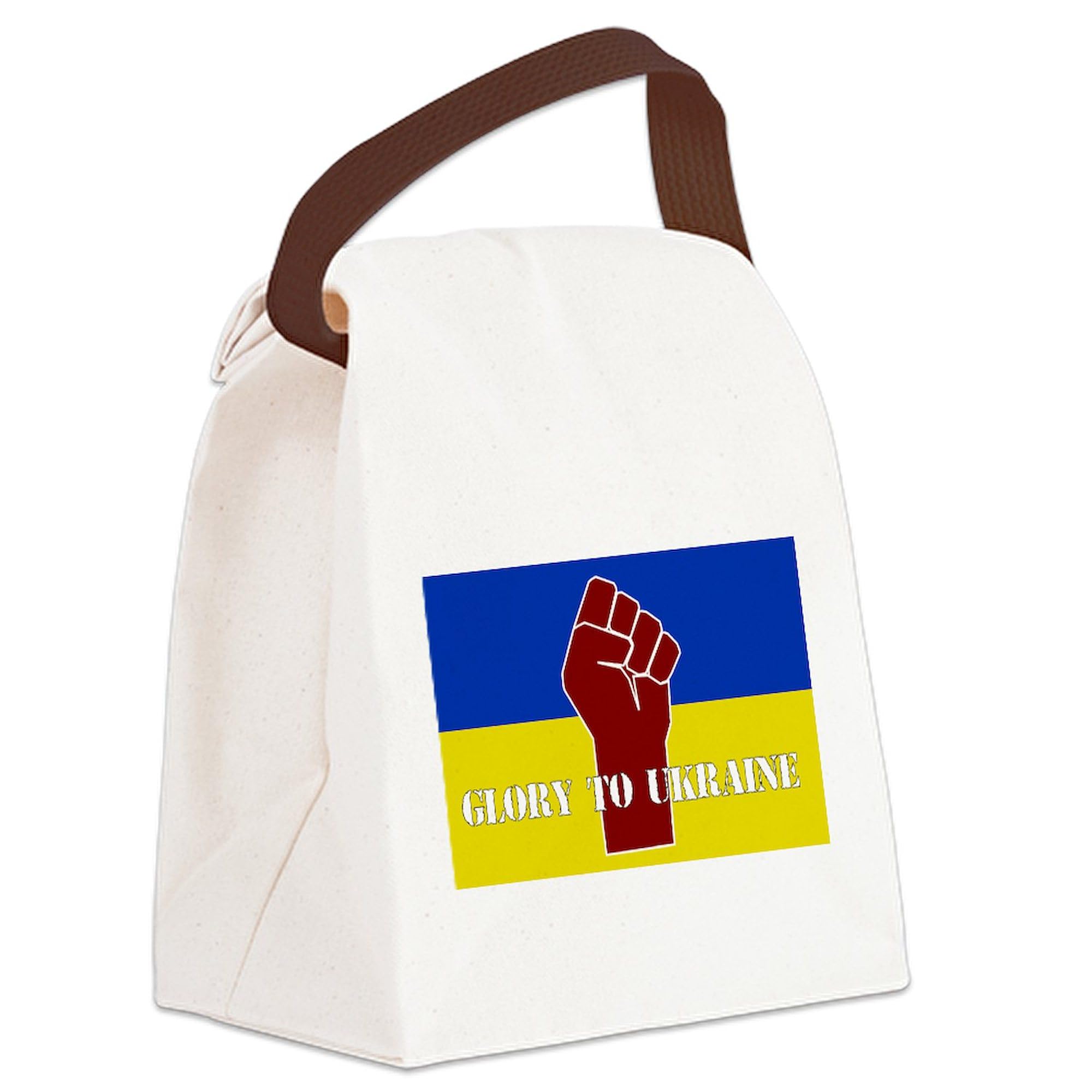 Glory To Ukraine Canvas Lunch Bag with Adjustable Strap - Insulated Reusable Lunch Tote for Work, School & Picnics - Patriotic Ukrainian Gift Idea