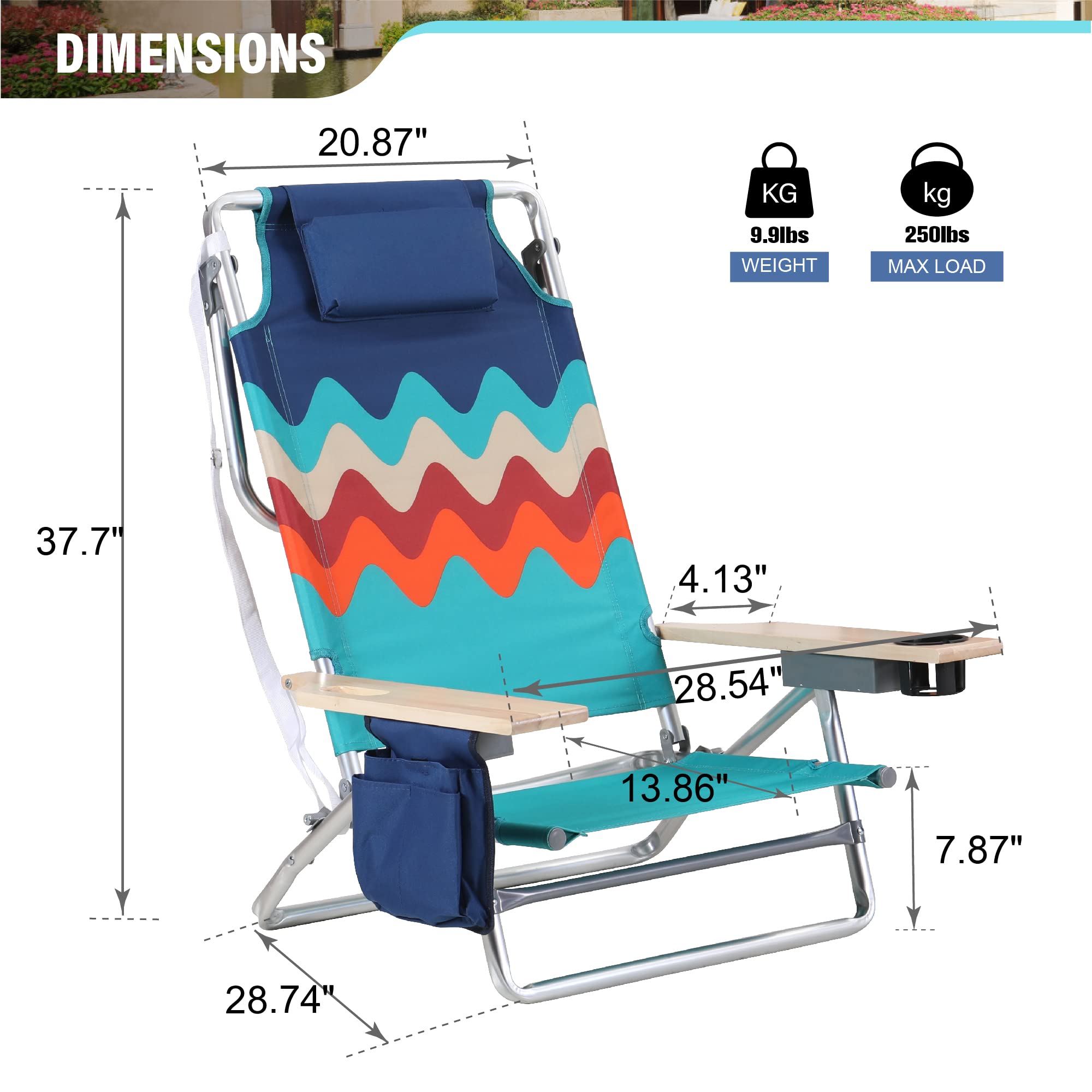 **GREEN PARTY 2 Pack Lightweight Aluminum Folding Beach Chairs with Cooler Bag & Armrest – Reclining, Supports 250LBS – Perfect for Outdoor, Camping, Picnics & Backyard Relaxation**