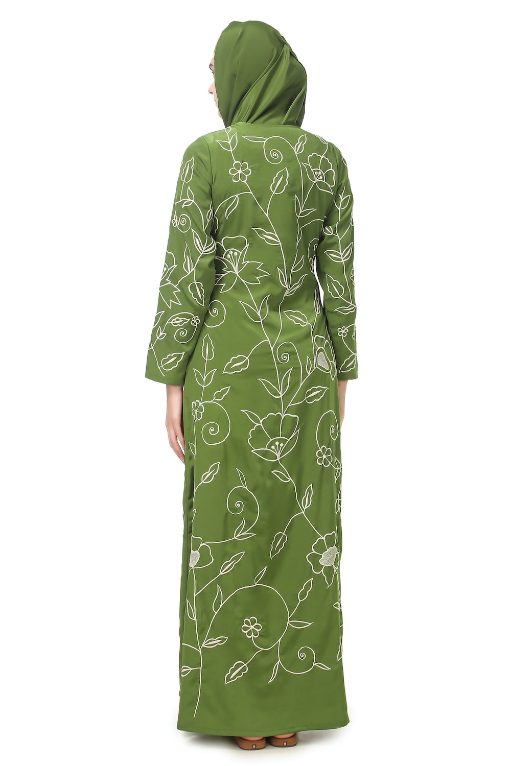 Elegant All Over Floral Embroidered A-Line Abaya Dress for Women - Perfect for Eid, Ramadan & Special Occasions