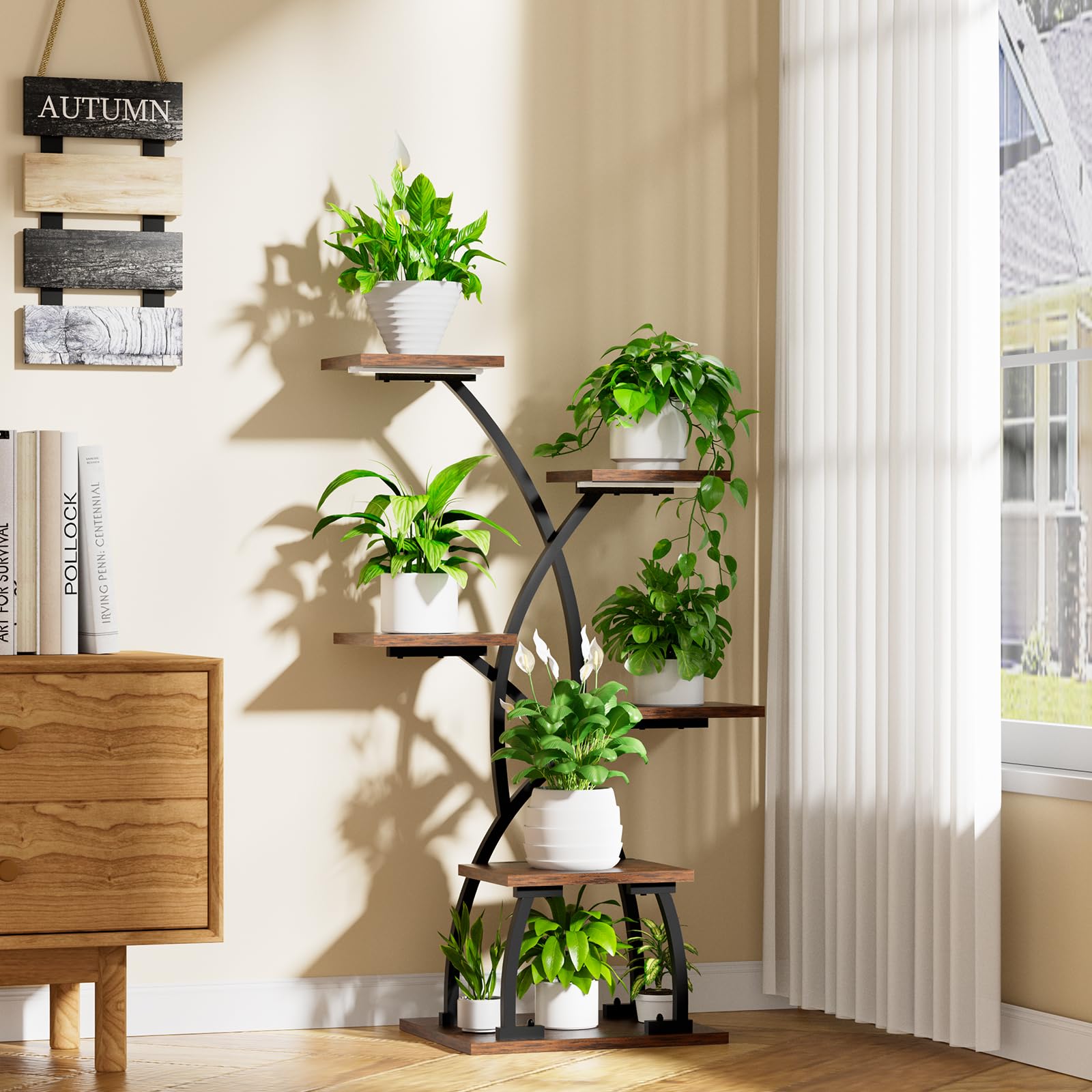 JUSTOGO 6-Tier Metal Plant Stand with Grow Lights - 36