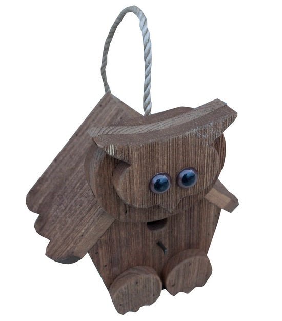 Handmade Amish Rustic Owl Birdhouse - Mushroom Wood House for Garden Decor & Bird Watching