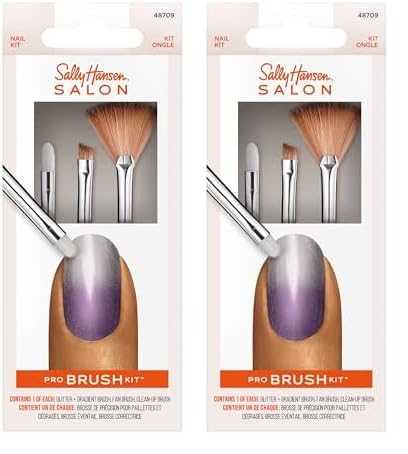 Sally Hansen Nail Salon Pro Brush Kit - 2 Pack Professional Nail Art Brush Set with Fine Tips for Gel, Acrylic & Dip Powder Nails - Perfect for DIY Manicures & Salon Quality Nail Designs