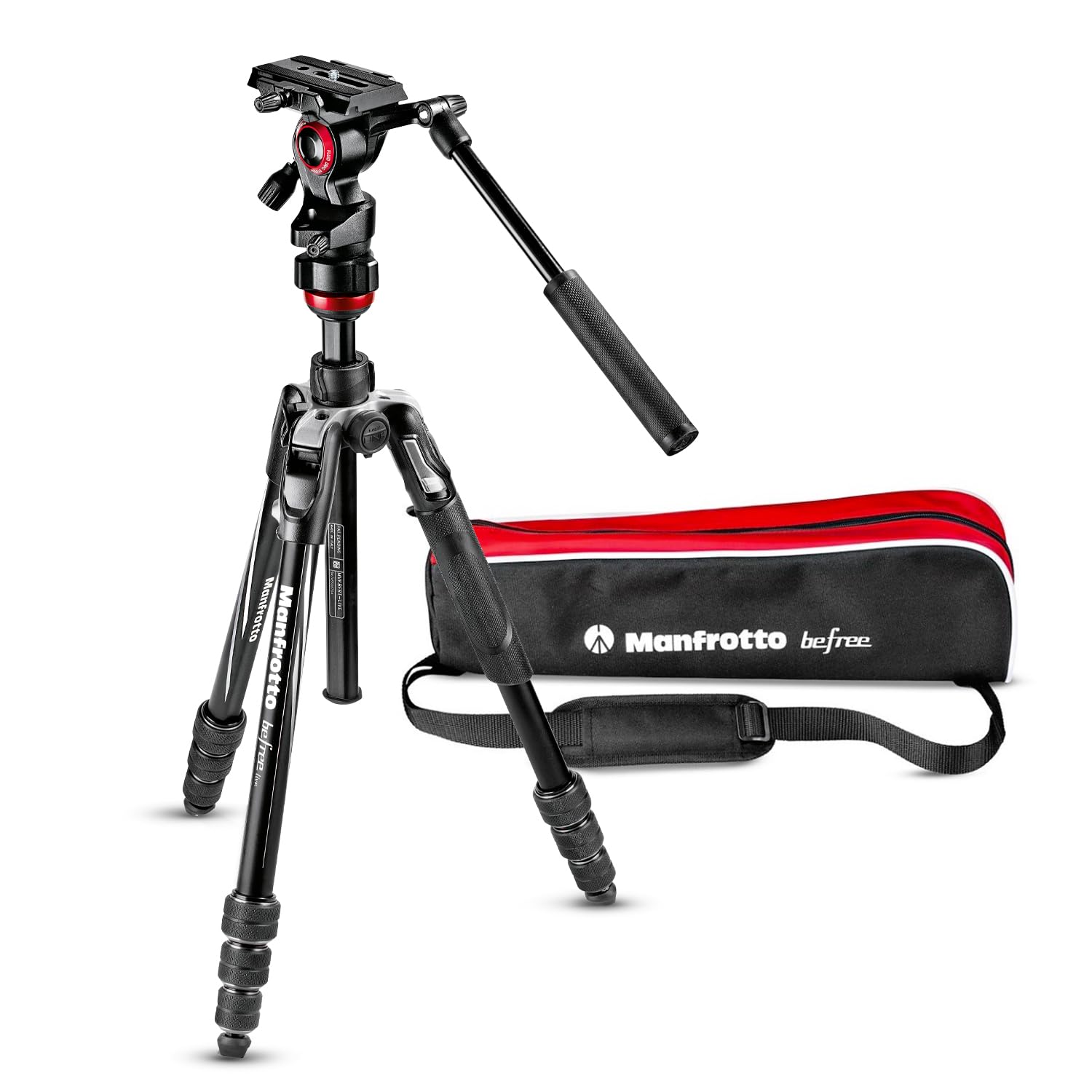 Manfrotto Befree Live Aluminum Travel Tripod with Video Head - Compact, Lightweight & Twist Lock for DSLR Cameras - Perfect for Travel, Vlogging & Outdoor Photography (MVKBFRT-LIVEUS, Black)