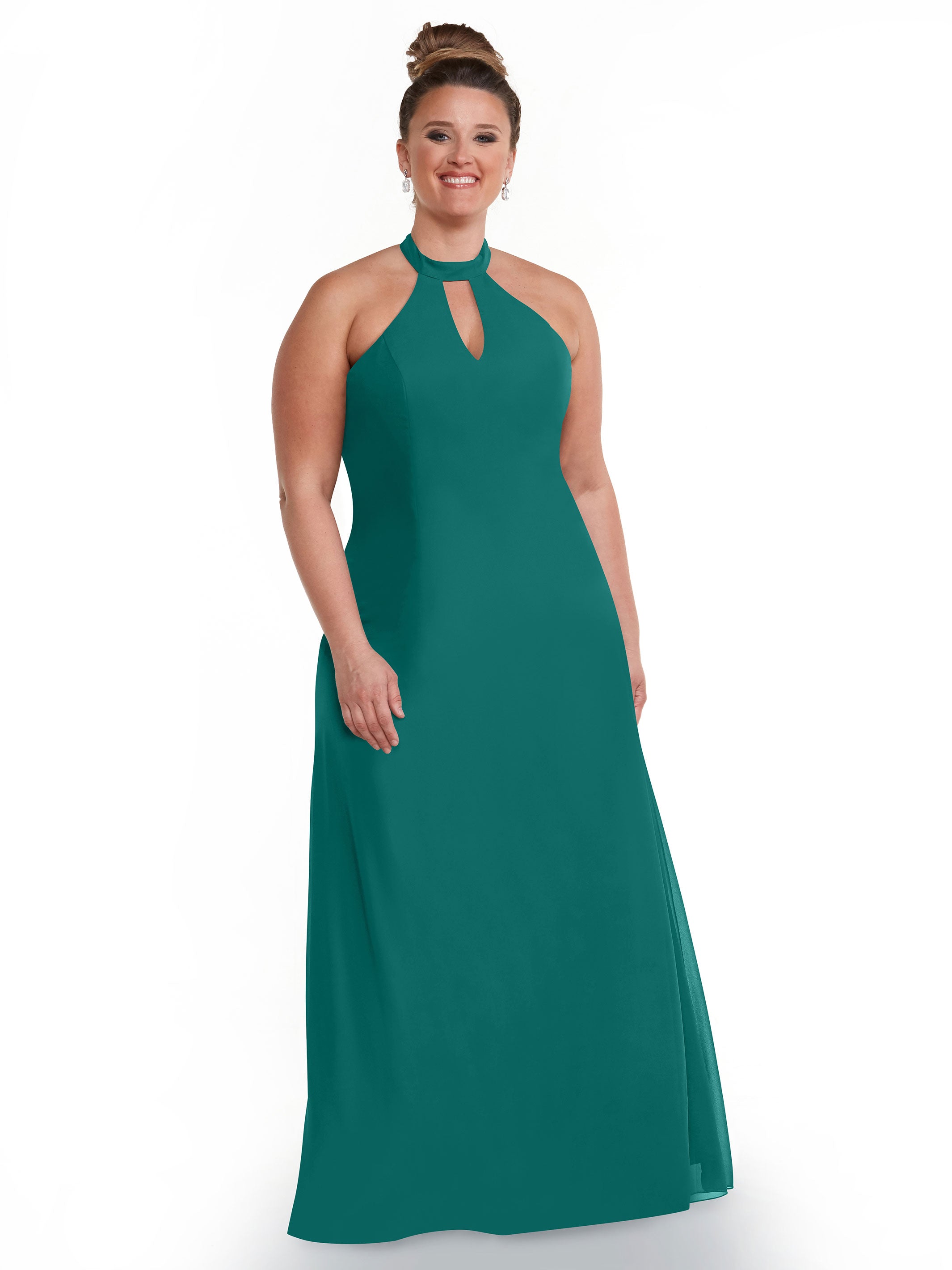 Elegant 80138 Chiffon A-Line Bridesmaid Dress with Keyhole Halter Neckline - Perfect for Weddings, Formal Events & Special Occasions