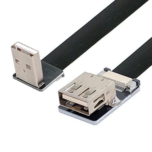 Chenyang CY Down Angled Flat Slim FPC USB 2.0 Type-A Male to Female Extension Data Cable (3.3ft) - Compatible with FPV Drones, Disk Drives, Scanners, Printers & More - Durable Flexible Design for Tight Spaces & Organized Workstations