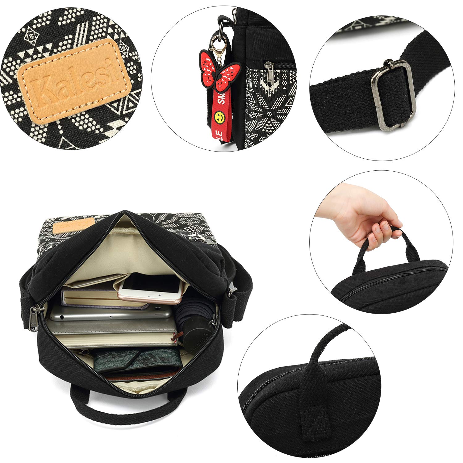Stylish Kalesi Small Canvas Crossbody Bag & Purse Set for Women & Girls - Perfect for School, Travel & Everyday Use
