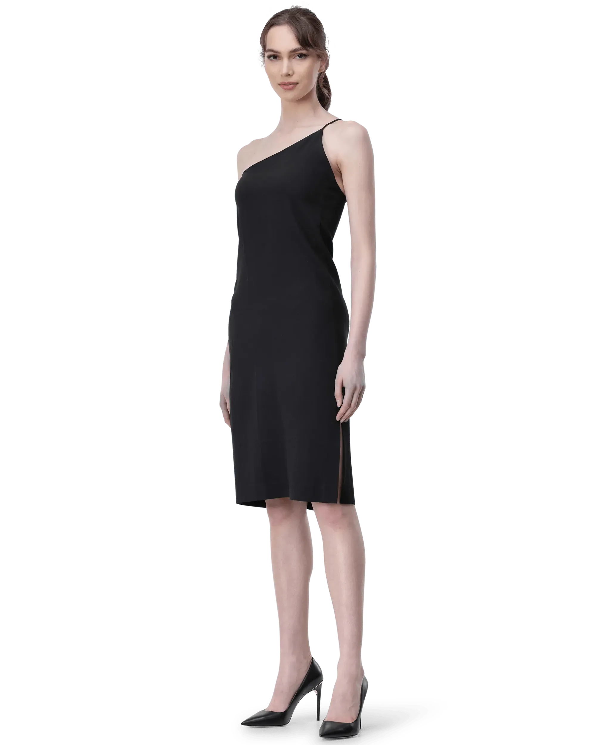 Elegant One Shoulder Crepe Dress for Women - Flowy Party & Evening Gown - Perfect for Weddings, Cocktail Parties & Date Nights