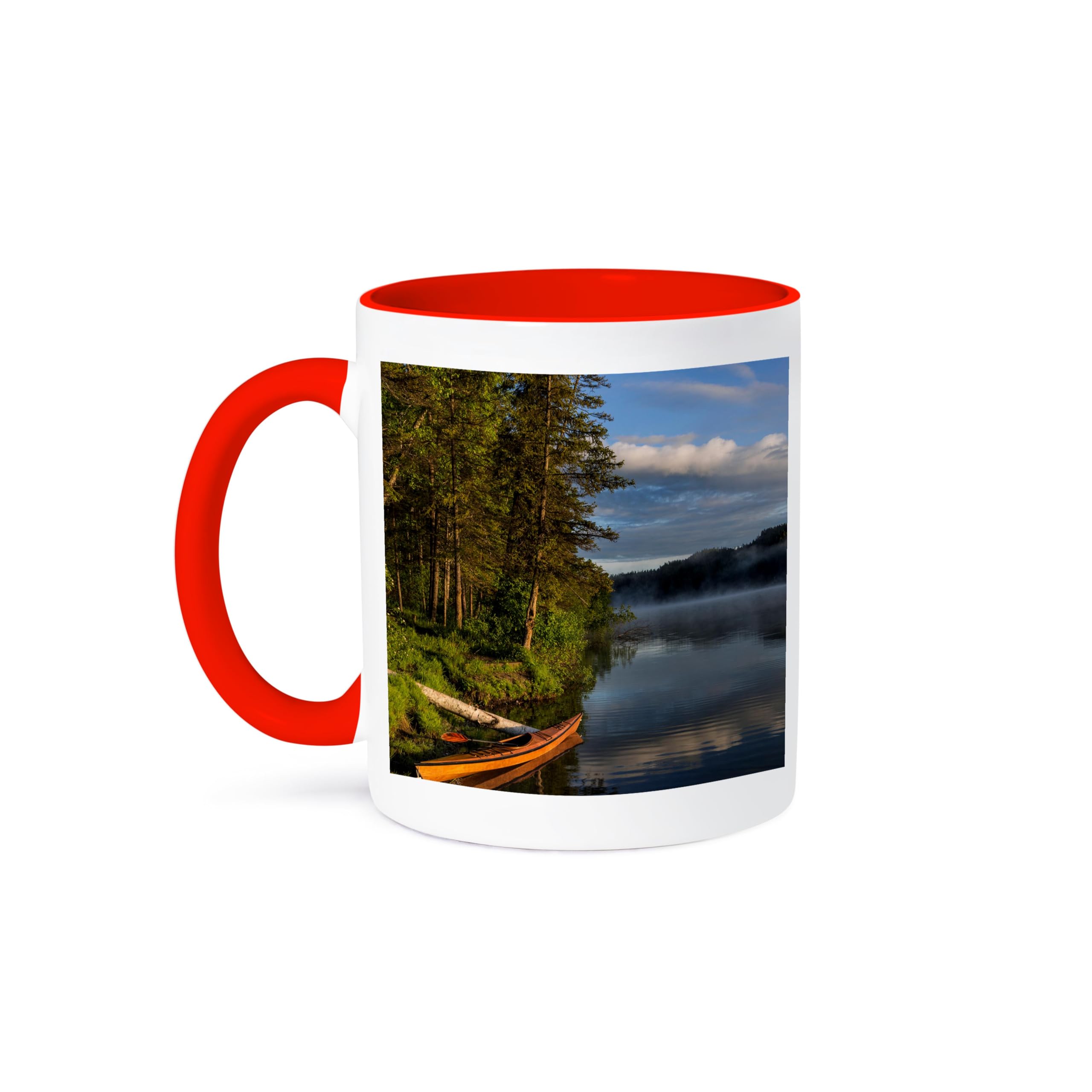 3dRose 15oz Coffee Mug - Kayak on Beaver Lake, Stillwater State Forest, Montana USA Lakes - Funny Novelty Gift Mug for Coffee Lovers, Office Humor & Outdoor Enthusiasts