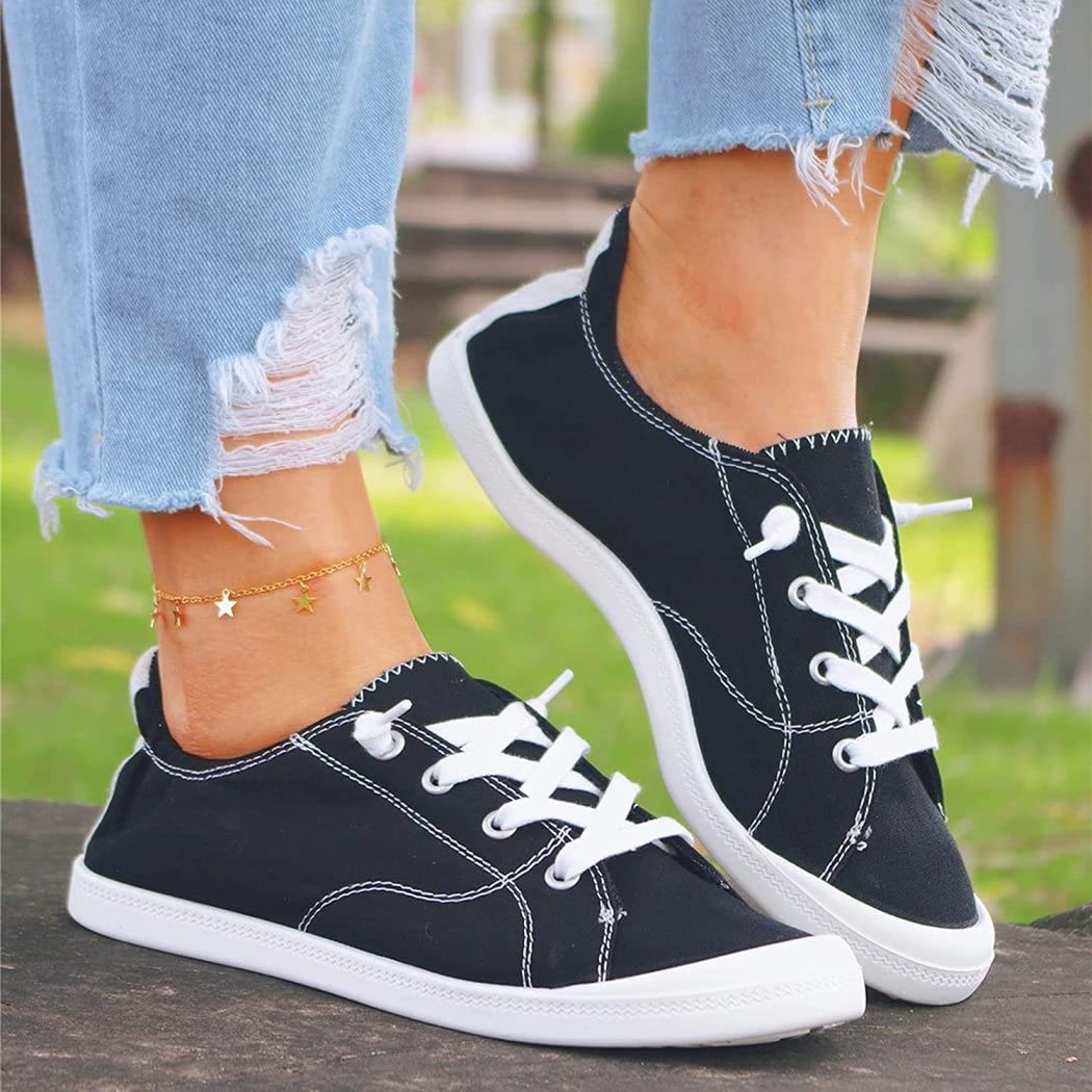 Women's Casual Lightweight Breathable Flat Shoes - Elegant Lace-Up Running Shoes for Women | Comfortable Everyday Walking & Jogging Shoes | Perfect for Gym, Workout, Travel & Daily Wear