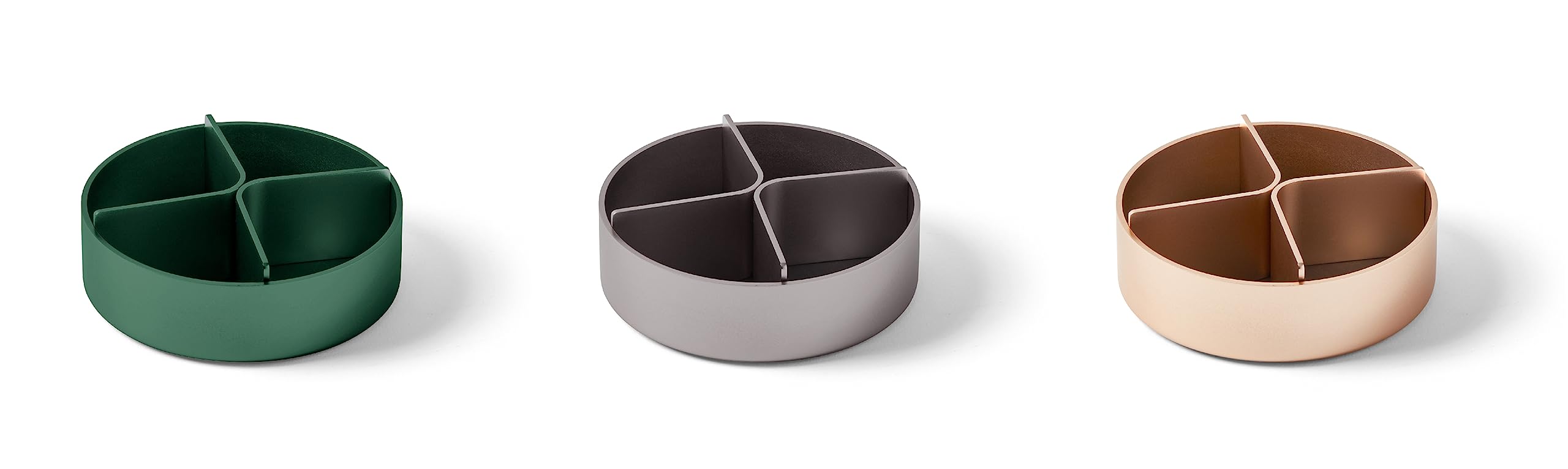 Lexon City Desk Tray Round 4 Compartments - Aluminum Organizer with Soft Gold Finish | Perfect for Office, Home & Workspace Organization