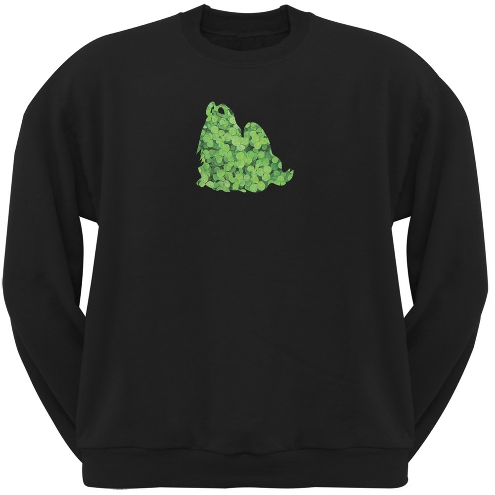 St. Patrick's Day Shih Tzu Shamrock Black Adult Sweatshirt - Cute Dog Lover Apparel for Irish Festival & Casual Wear