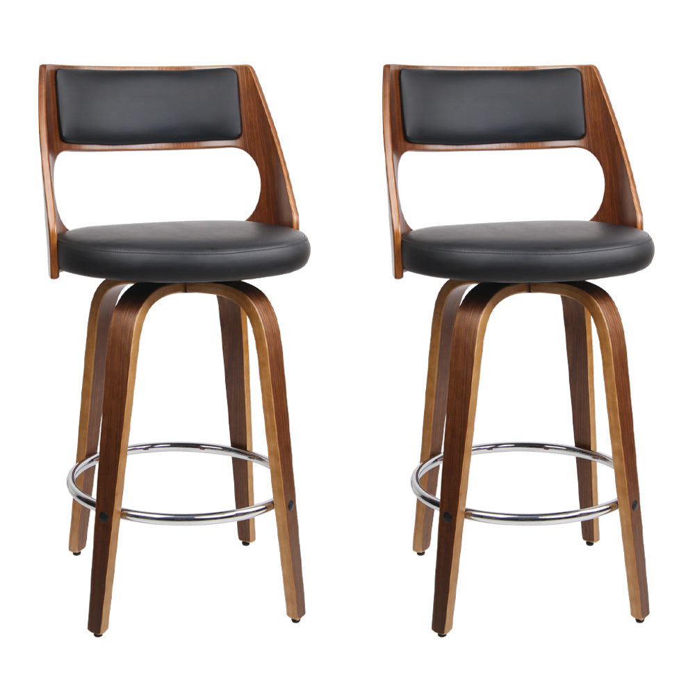 Black Wooden Bar Stools Set of 2 - Rustic Counter Height Stools for Kitchen Island, Breakfast Bar & Home Decor