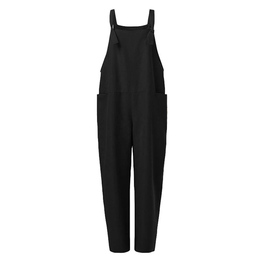Plus Size Women's Jumpsuits with Pockets - Adjustable Wide Leg Romper, Sleeveless Baggy Overalls for Casual Wear | Perfect for Summer Outings, Beach Vacations & Everyday Comfort