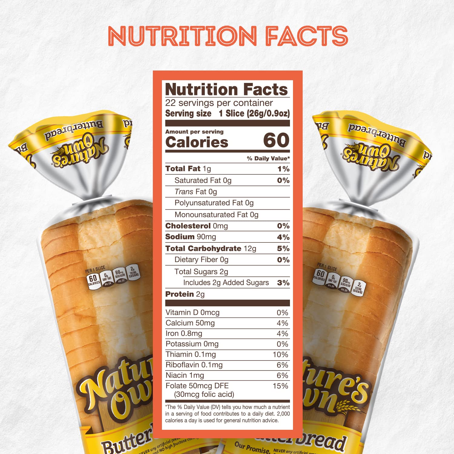 Nature's Own Butterbread Sliced White Bread - 20 oz Loaf | Soft & Fresh Sandwich Bread for Breakfast, Lunch & Family Meals