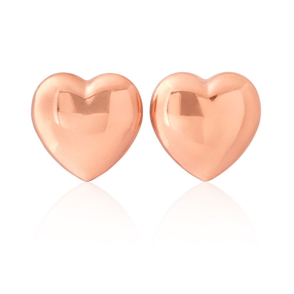 9CT Rose Gold Heart Stud Earrings for Women - Dainty & Elegant Jewelry Gift for Valentine's Day, Anniversary or Everyday Wear