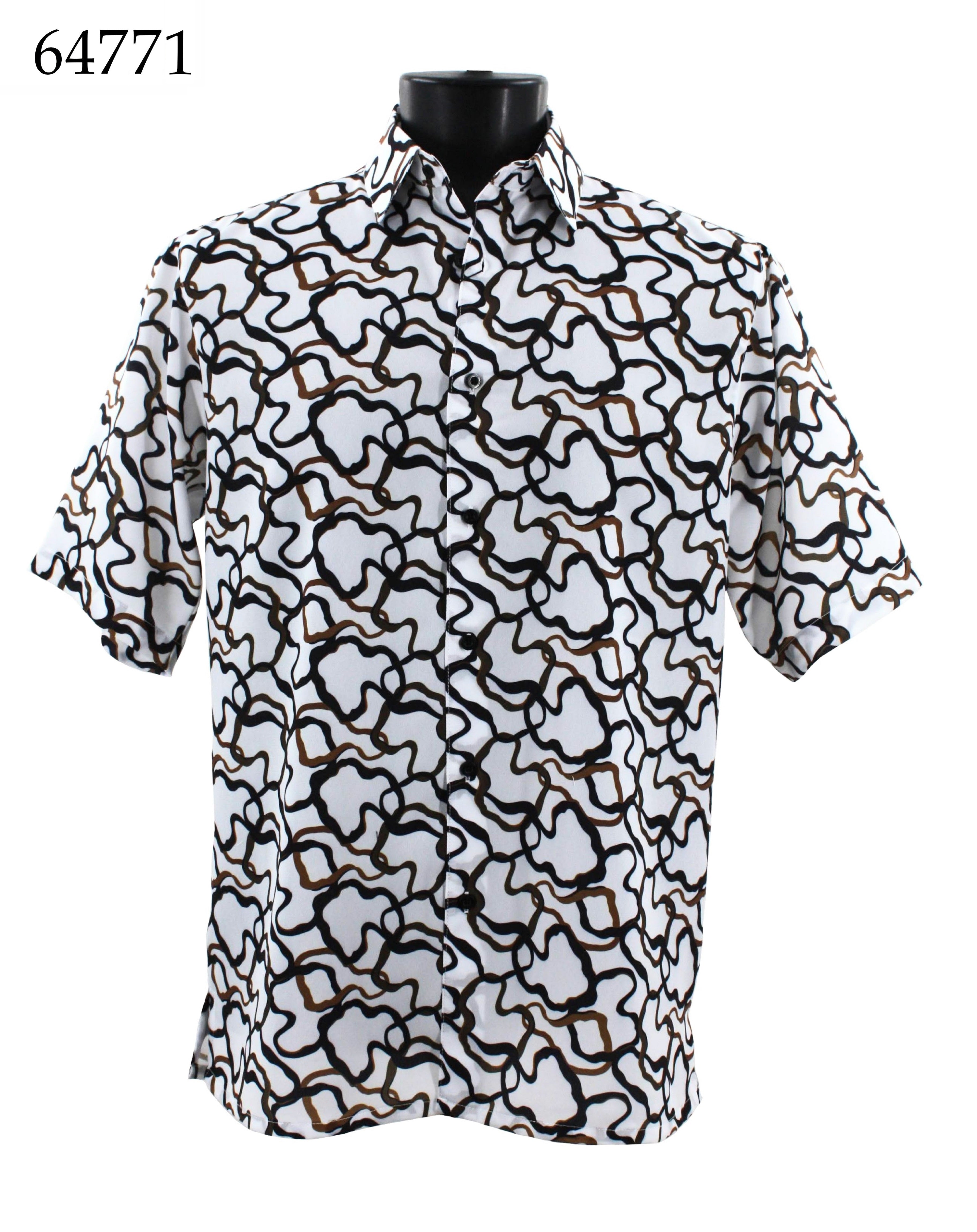 Bassiri Men's Casual Short Sleeve Shirt 64771 - Breathable Cotton Comfort Fit Button Down Shirt for Summer, Work, and Outdoor Activities