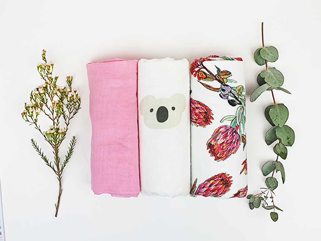 Premium Australiana Muslin Wrap Baby Gift Set - Soft & Breathable for Newborn Girls - Perfect for Swaddling, Nursing, and Photo Shoots