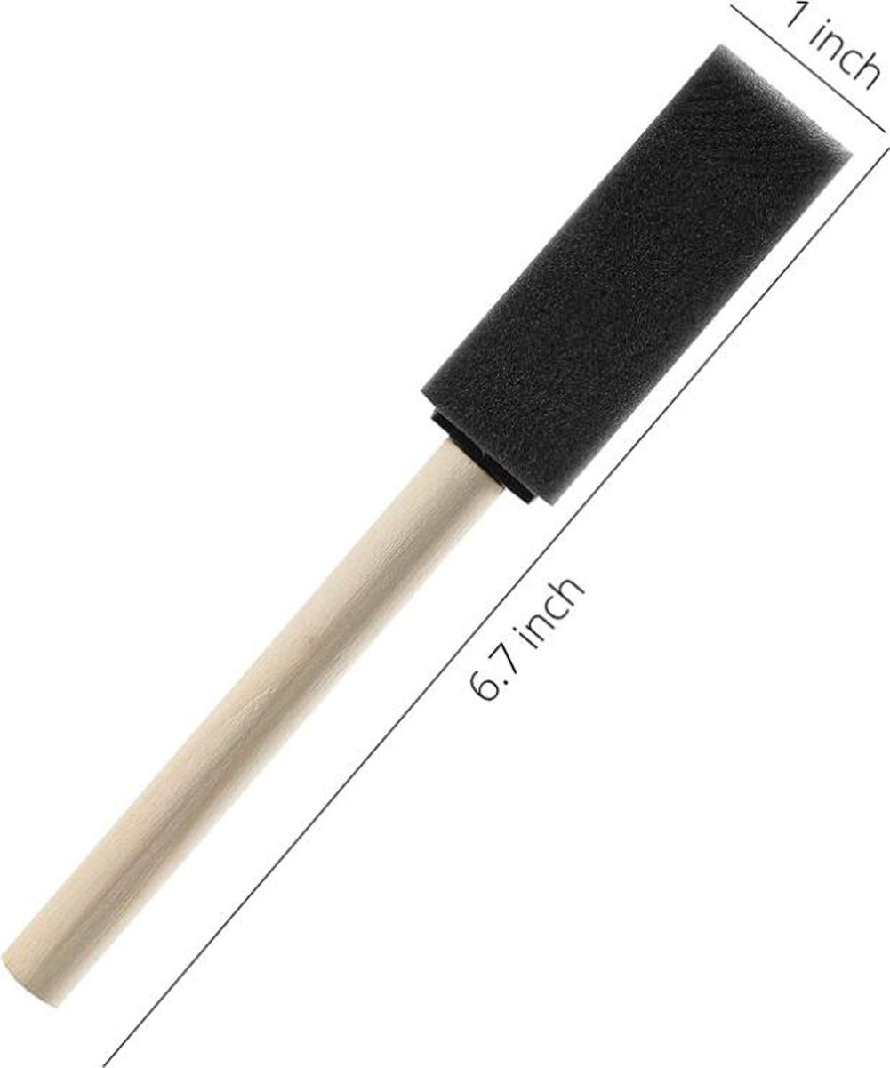 12-Piece 1 Inch Foam Paint Brush Set with Wooden Handle - Sponge Brushes for Acrylics, Stains, Varnishes & Crafts - Perfect for DIY Projects, Home Decor & Wood Staining