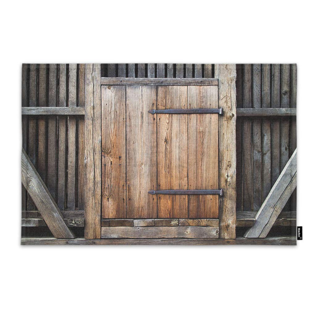 Vintage Wooden Plank Doormat 18x30 Inch - Non-Slip Farmhouse Style Entrance Mat for Indoor/Outdoor Use - Perfect for Front Door, Bathroom, Barn, or Farmhouse Decor - Brown