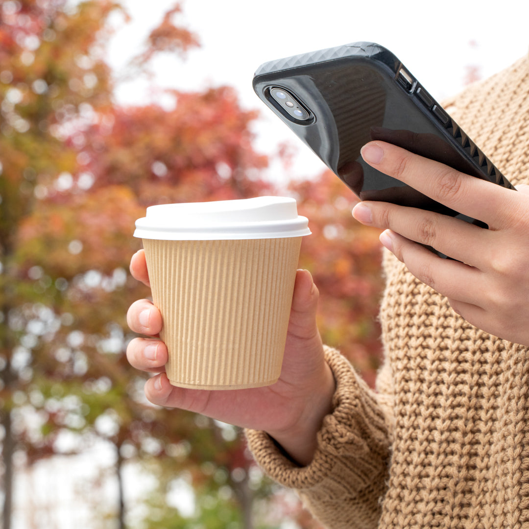Eco-Friendly 8 oz Kraft Paper Coffee Cups with Ripple Wall - 3.5