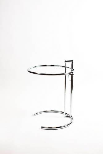 Eileen Gray E1027 Adjustable Height Side Table - Modern Glass & Chrome Design for Living Room, Office, or Bedroom
