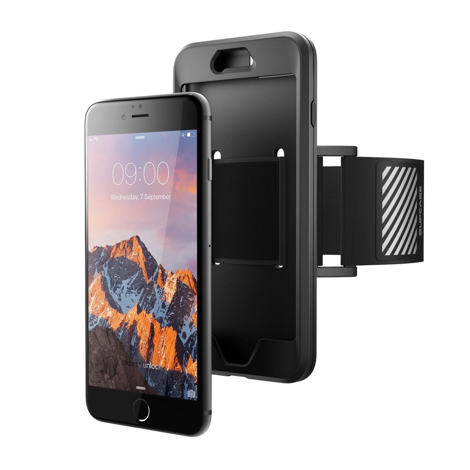 iPhone 7 Plus / 8 Plus Running Armband - Adjustable Sweatproof Phone Holder for Gym, Jogging & Workouts - Black Sports Fitness Accessory