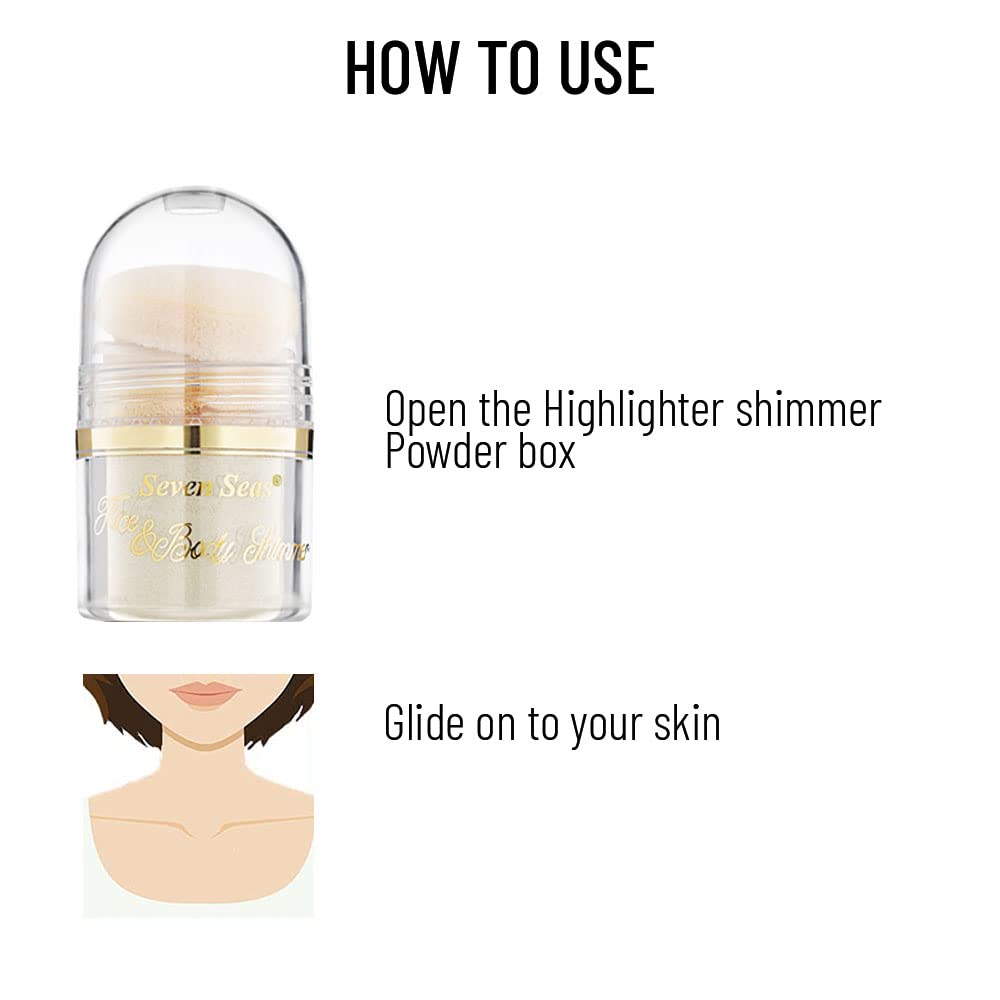 Seven Seas Body & Face Shimmer Highlighter Powder Pigments - White Gold | Long-Lasting Duo-Chrome Metallic Makeup for Eyes & Face | Intense Shimmery Glow & High Pigmentation | Perfect for Night Out, Party Glam & Special Occasion Makeup Looks