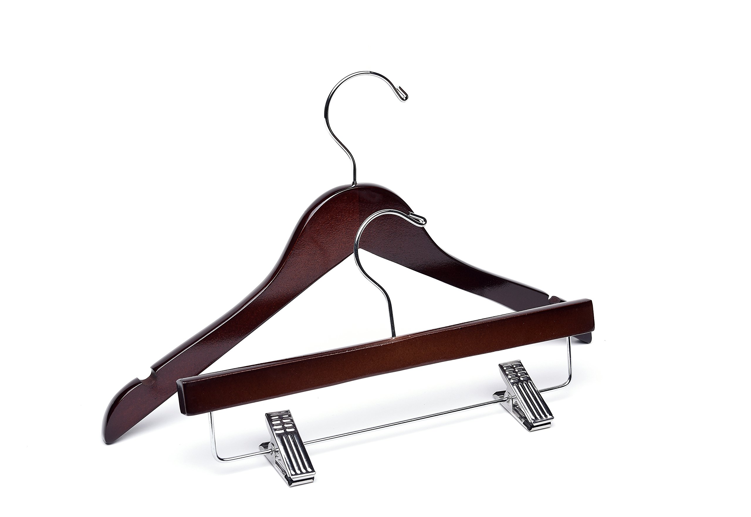 Premium Baby Dark Walnut Wooden Hangers - Set of 60 (25 Top & 35 Bottom) for Nursery Closet Organization & Baby Clothes Storage - Perfect for Newborns, Toddlers & Kids Wardrobes