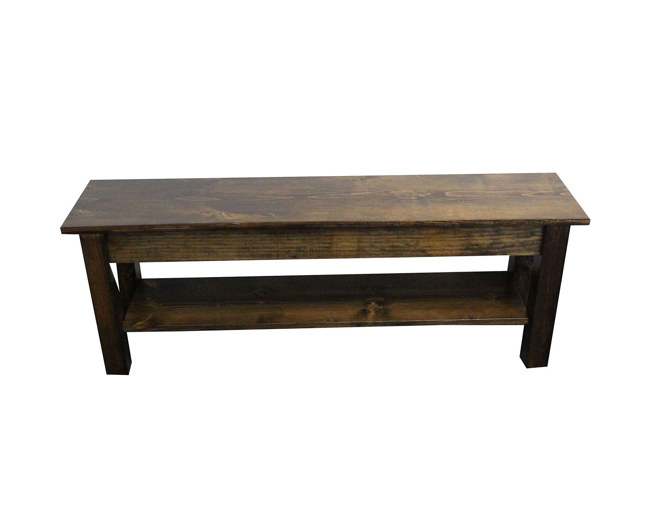 Yukon 42-Inch Wooden Bench with Storage Shelf - Perfect for Entryway, Living Room, or Bedroom Organization