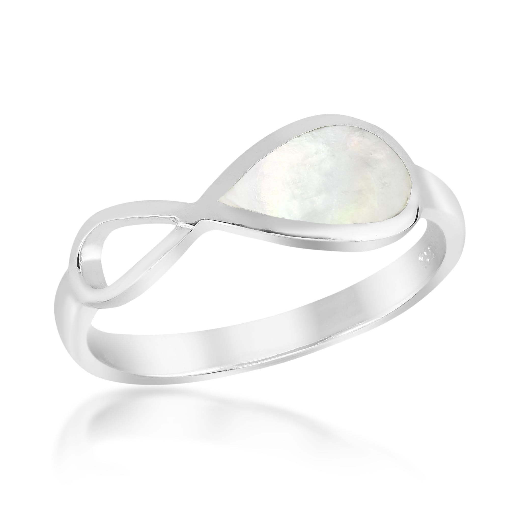 AeraVida Everlasting Infinity Bond .925 Sterling Silver Ring with Mother of Pearl Inlay | Elegant Pearl & Infinity Rings for Women | Size 8 | Perfect for Anniversaries, Weddings & Special Occasions