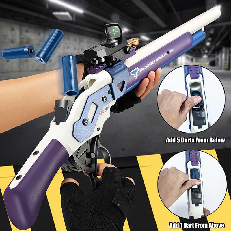 Winchester M1887 Shell Ejection Dart Blaster Toy - US Stock - Realistic Shell Ejecting Action for Nerf Battles & Outdoor Play