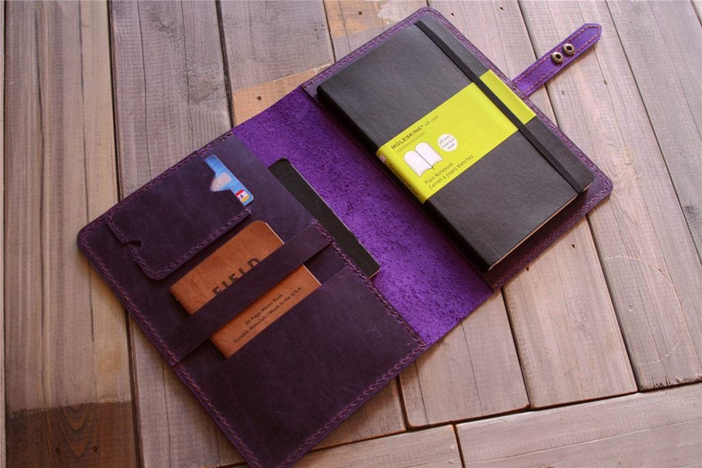 Premium Custom Leather Moleskine Notebook Cover - Handmade Genuine Leather Journal Case for Moleskine Large/Small Notebooks - Perfect for Business, Travel & Gift Giving