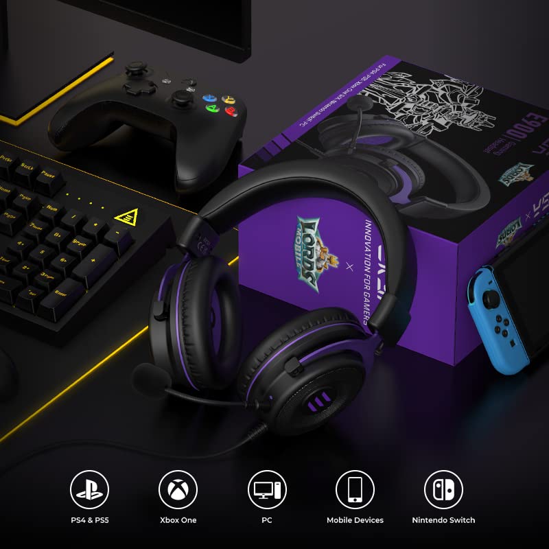 EKSA E900 Gaming Headset with Detachable Noise-Canceling Microphone - 3D Surround Sound Wired Headphones for PC, PS4, PS5, Xbox, Laptop (3.5mm Jack) - Perfect for Competitive Gaming, Streaming & Online Meetings