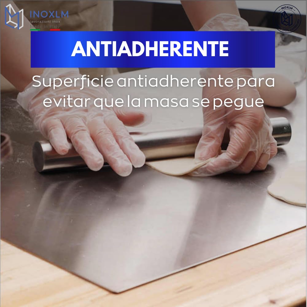 INOXLM Stainless Steel Cutting Board - Premium Kitchen Work Surface for Kneading, Chopping & Food Prep - Multiple Sizes (70x50cm, 2cm Edge) - Ideal for Home Kitchens, Bars & Restaurants