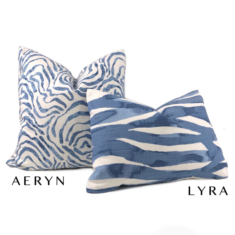 Lyra Blue and White Brushstrokes Decorative Pillow Cover - Modern Boho Home Decor for Living Room, Bedroom, or Nursery