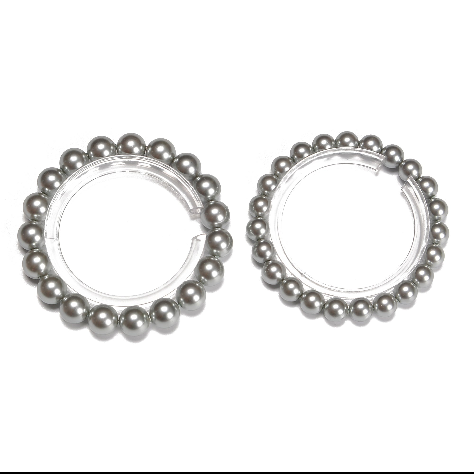Blue Gray Shell Pearl Smooth Round Bracelet - 8mm, 10mm, 7.5 Inch Length - Elegant Jewelry for Women, Gift for Her, Wedding, Party & Special Occasions