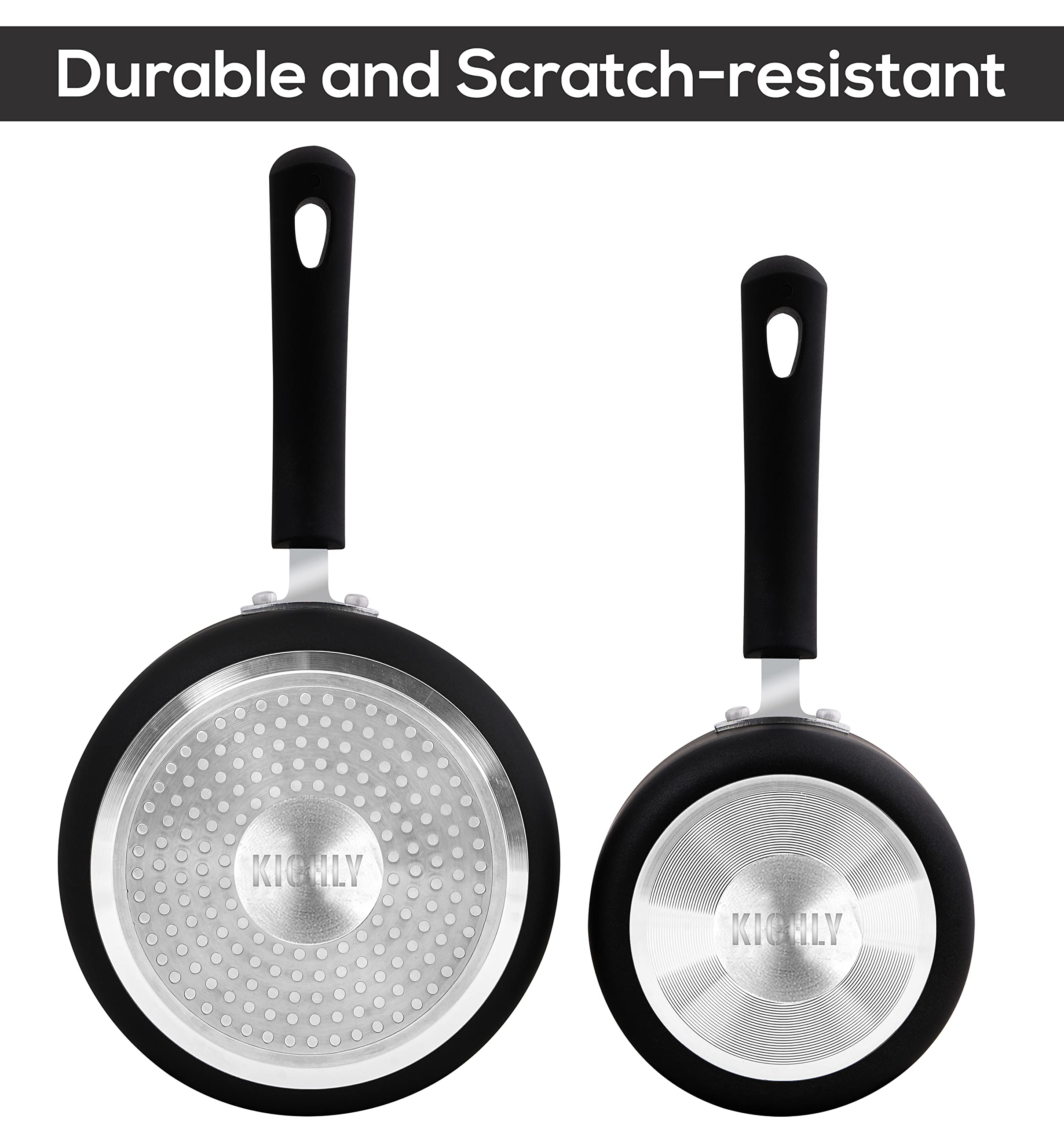 Utopia Kitchen Nonstick Saucepan Set with Lid - 1 Quart & 2 Quart Multipurpose Cookware for Home, Restaurant & Professional Use - Perfect for Boiling, Simmering & Sauce Making (Black)