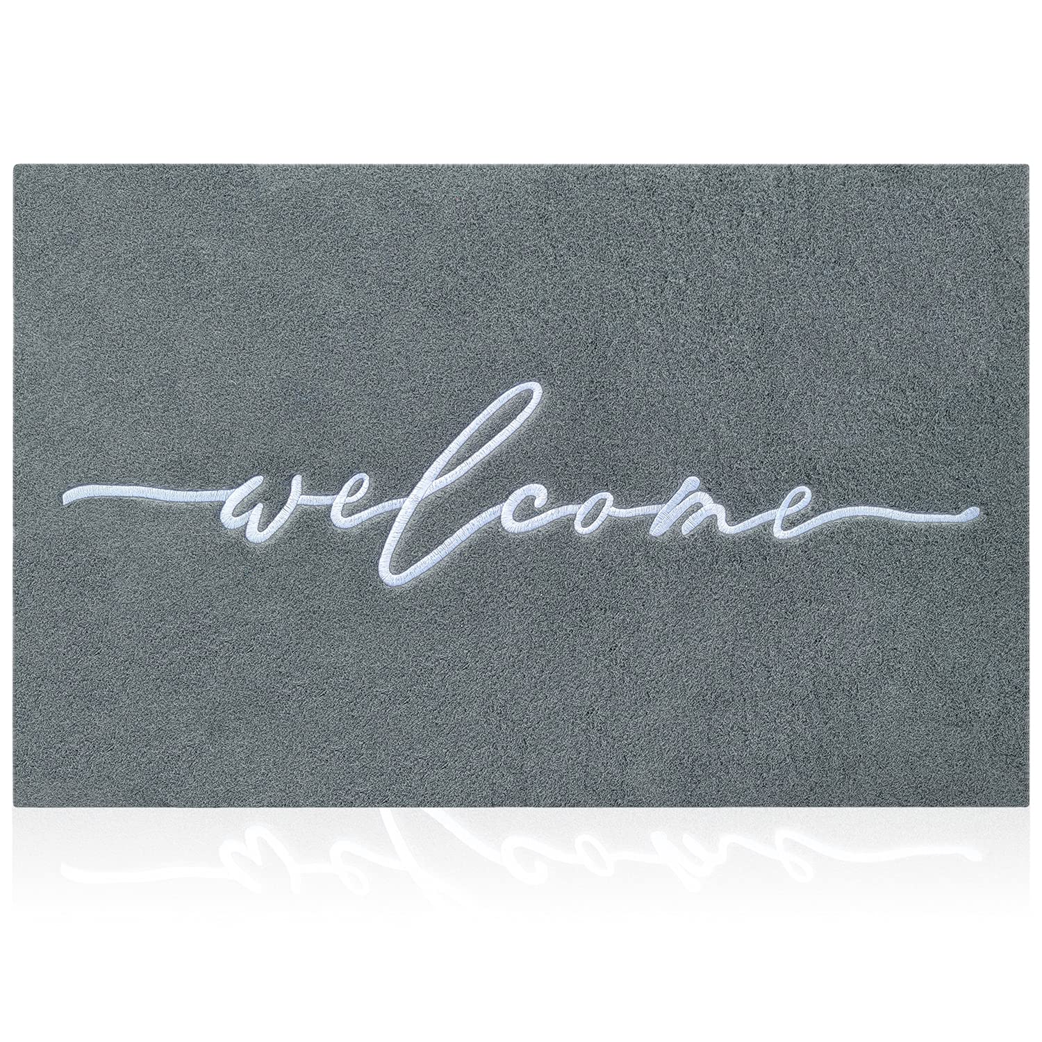 AAZZKANG Gray Doormat 24x36 - Non-Slip Rubber Backing Outdoor Welcome Mat for Front Door, Easy to Clean Indoor Entryway Rug - Perfect for Home, Office, Apartment & Patio Use
