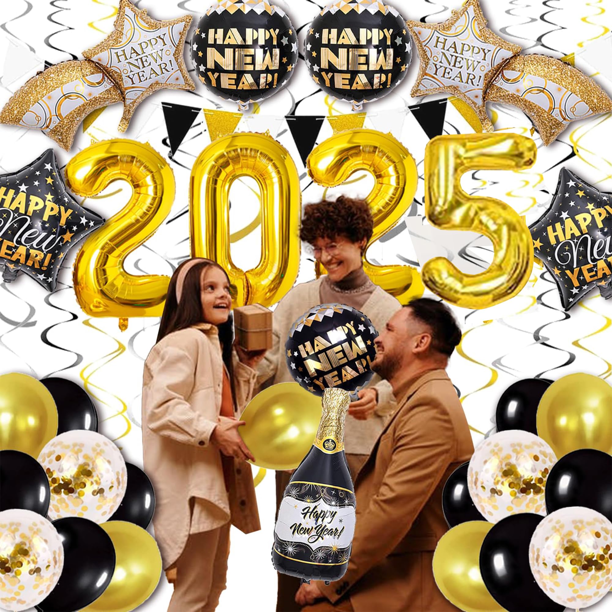 2025 New Year's Eve Party Decorations Kit - Happy New Year Balloons, Banners & Supplies for Adults & Kids | NYE Celebration, Countdown Party, Home & Office Decor