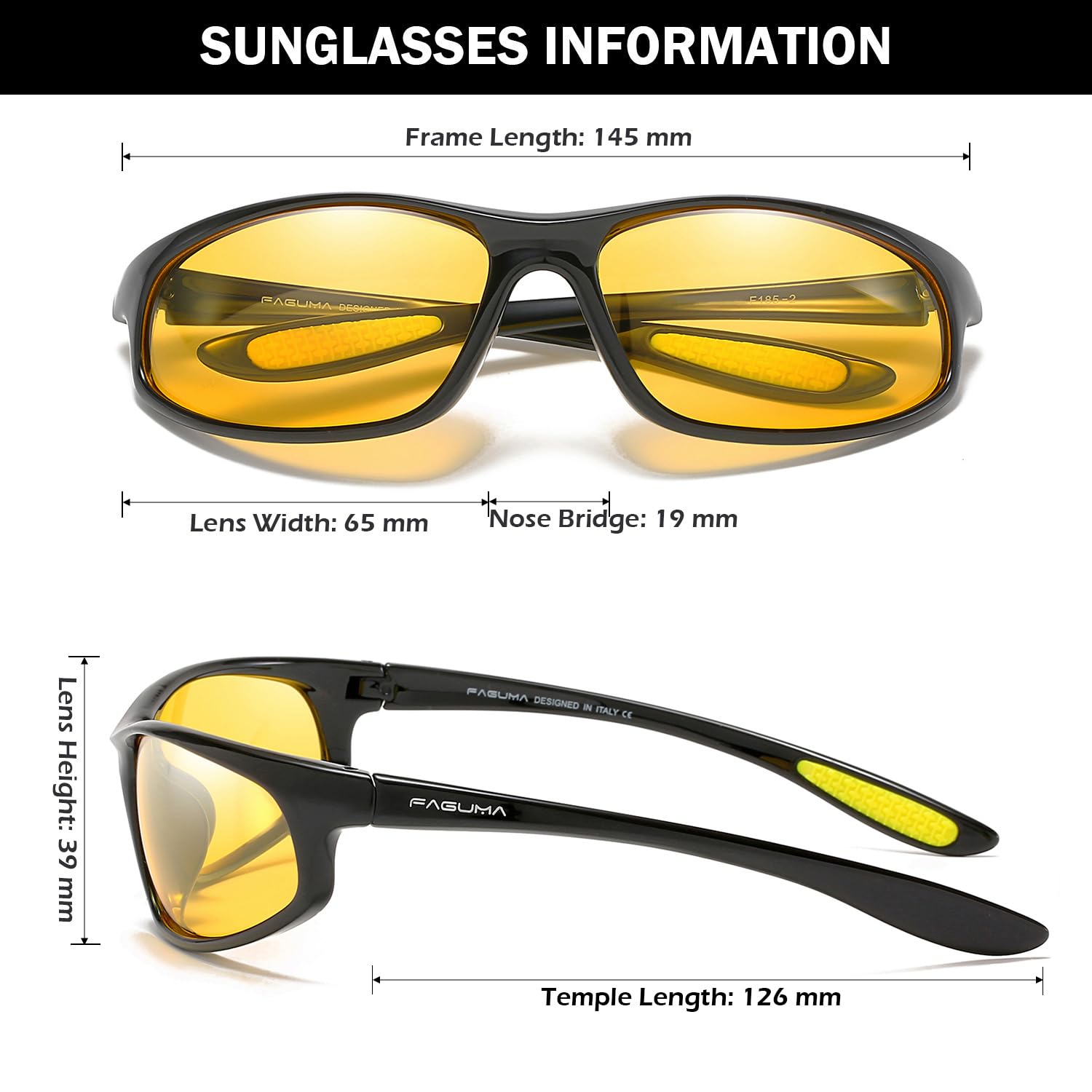 FAGUMA Polarized Sports Sunglasses for Men - UV400 Protection for Cycling, Driving & Fishing - Lightweight & Durable for Outdoor Activities
