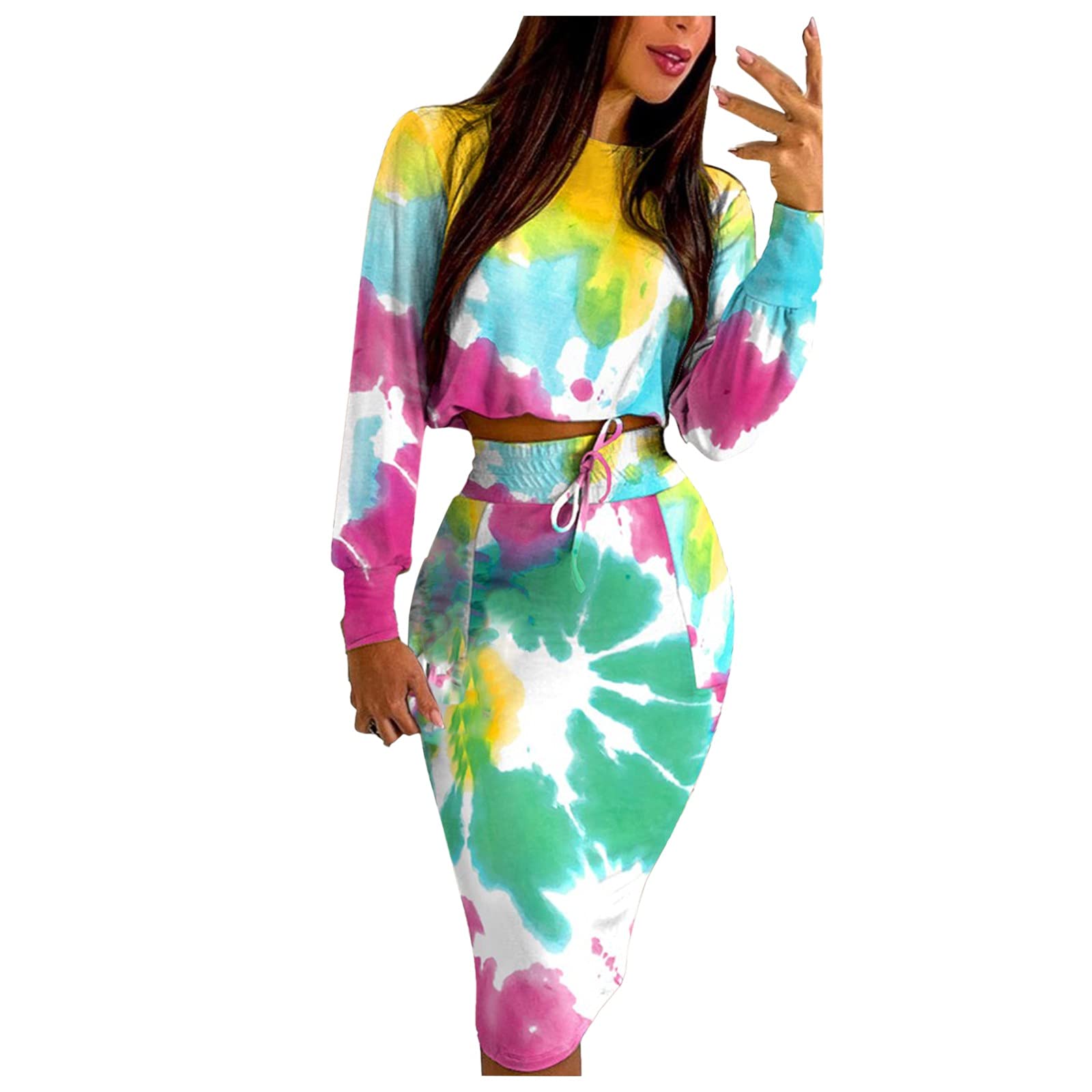 Stylish Women's Drawstring Checker Print Fashion Set with Shirred Sleeve Skirt & Long Suit - Perfect for Business Wear, Office Outfits and Professional Occasions