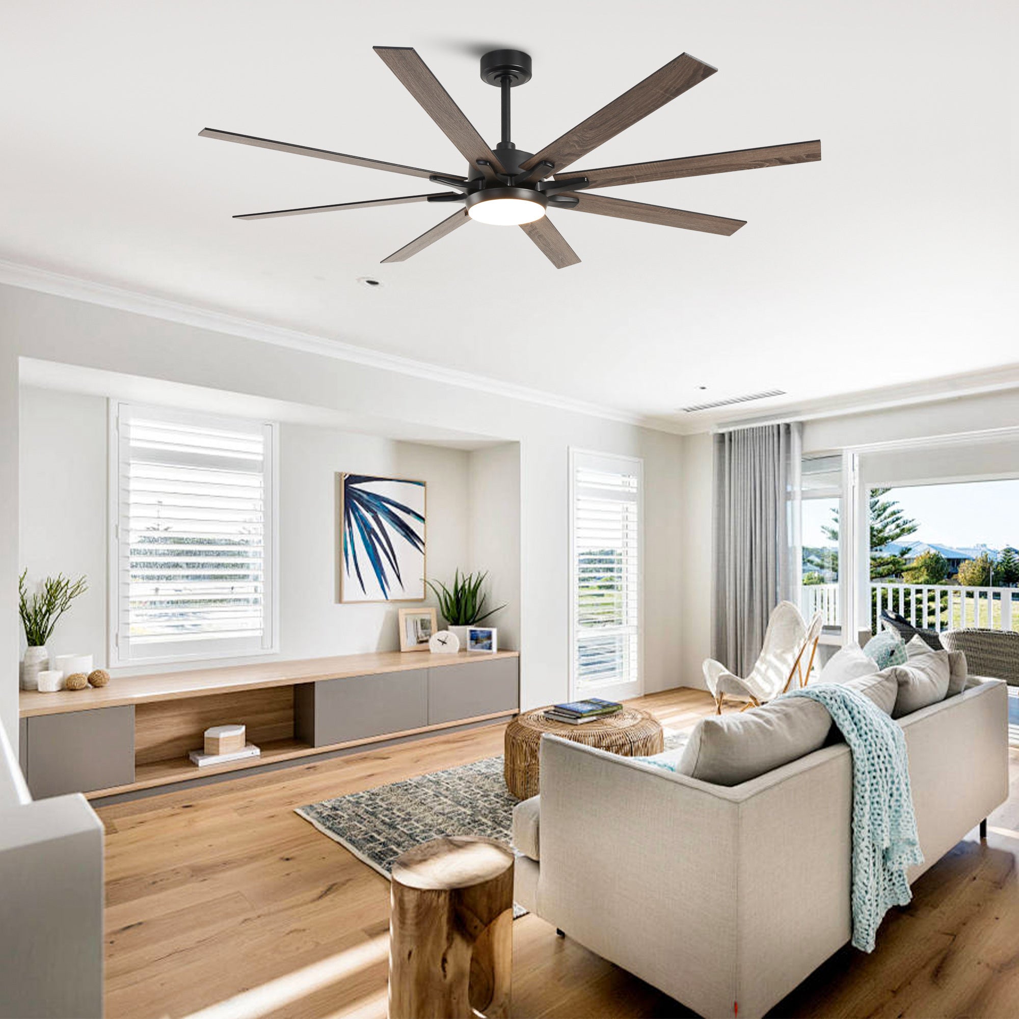 65 Inch Teresa Modern Double Sided Blades Ceiling Fan with Remote Control & LED Light - Perfect for Living Room, Bedroom and Outdoor Patio Cooling