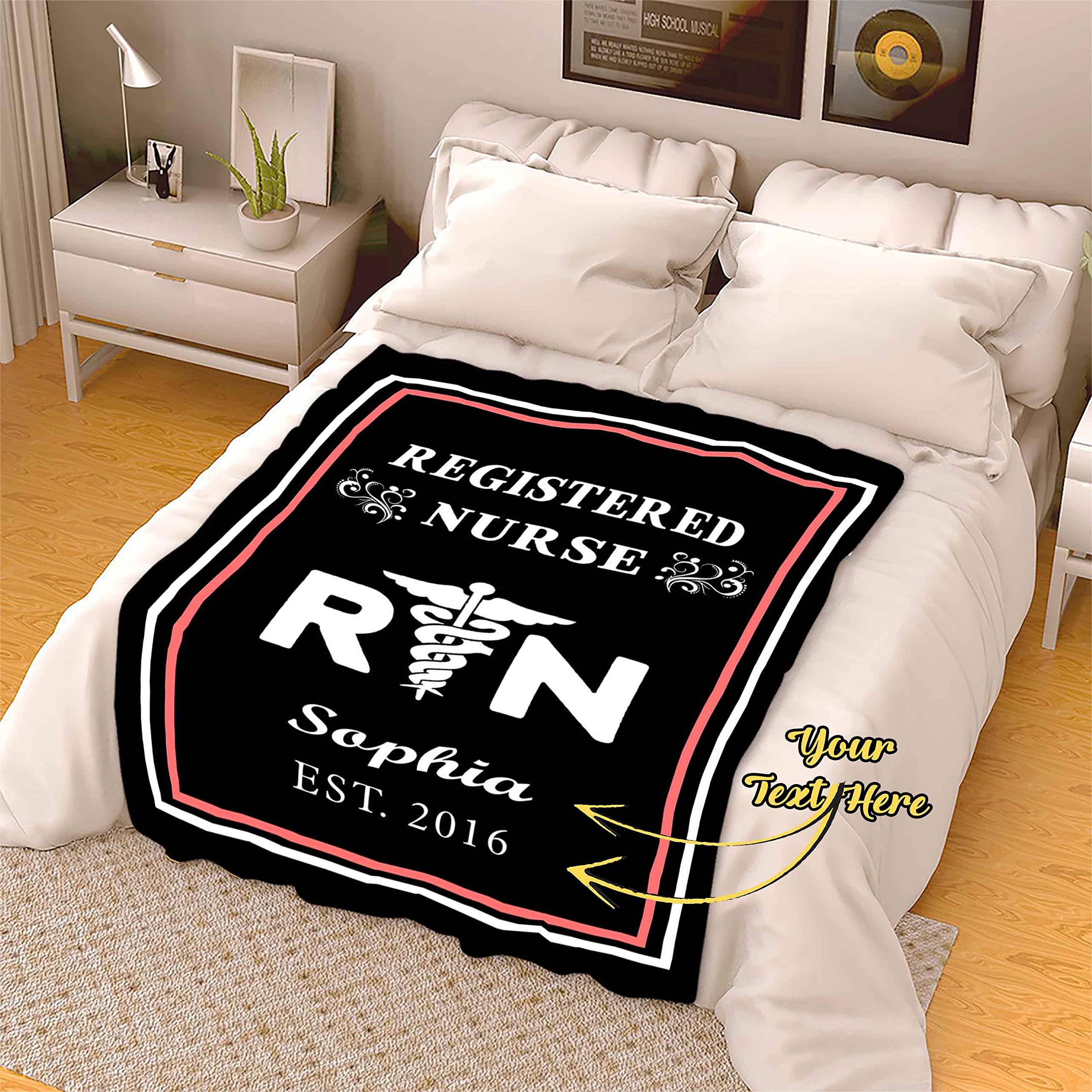 Custom Personalized Nurse Blanket with Name & Inspirational Quotes - 60x80 Inch Super Soft Fleece Blanket for Nurses - Perfect Gift for Birthday, Christmas, Nurse Appreciation & Any Special Occasion - Cozy Home, Office & Hospital Use