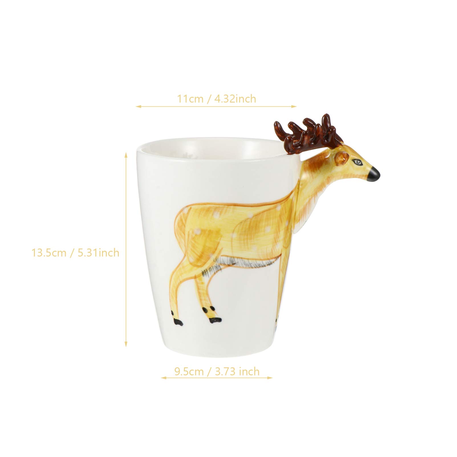 ABOOFAN Handmade 3D Deer Head Ceramic Mug - Unique Espresso & Tea Cup with Animal Handle, Fine Porcelain, Hand-Painted Figurine - Perfect Holiday & Birthday Gift for Coffee Lovers (Great for Home, Office & Gift Giving)